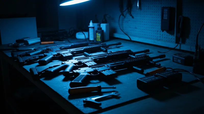 Chargeurs airsoft mi-cap et hi-cap posés sur table